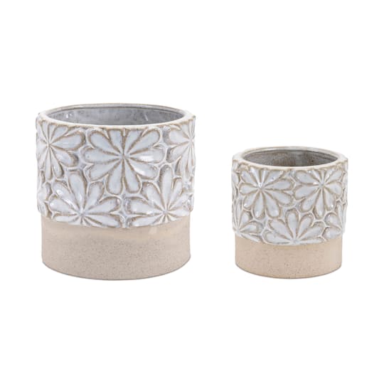 Ceramic Floral Planters Set